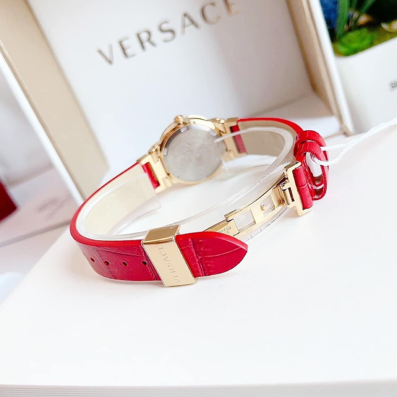 Đồng Hồ Versace Greca Logo Mini Red Dial Leather