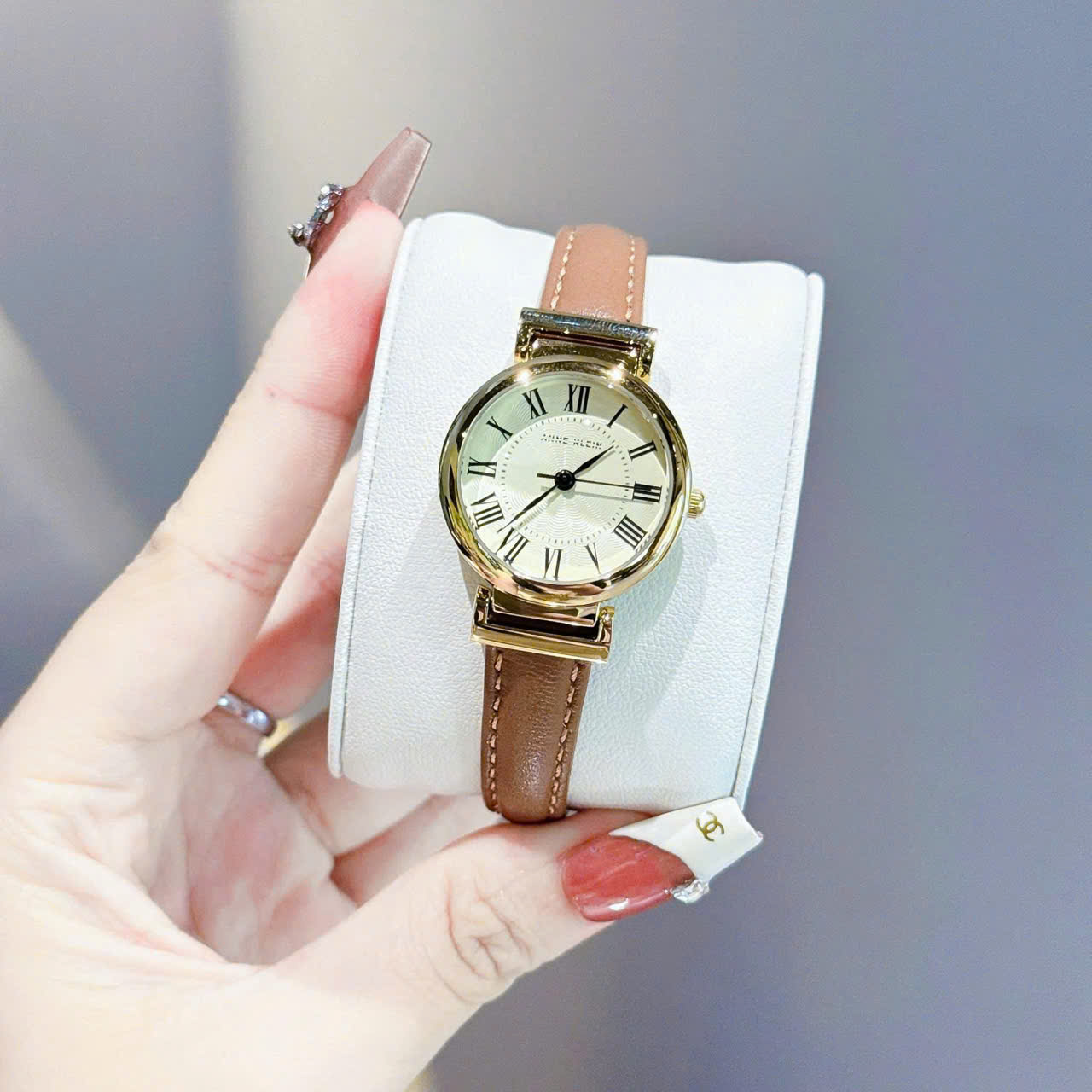 Đồng Hồ Anne Klein Gold-Tone And Honey Leather Strap Ladies Watch AK/2246CRHY Màu Trắng Vàng