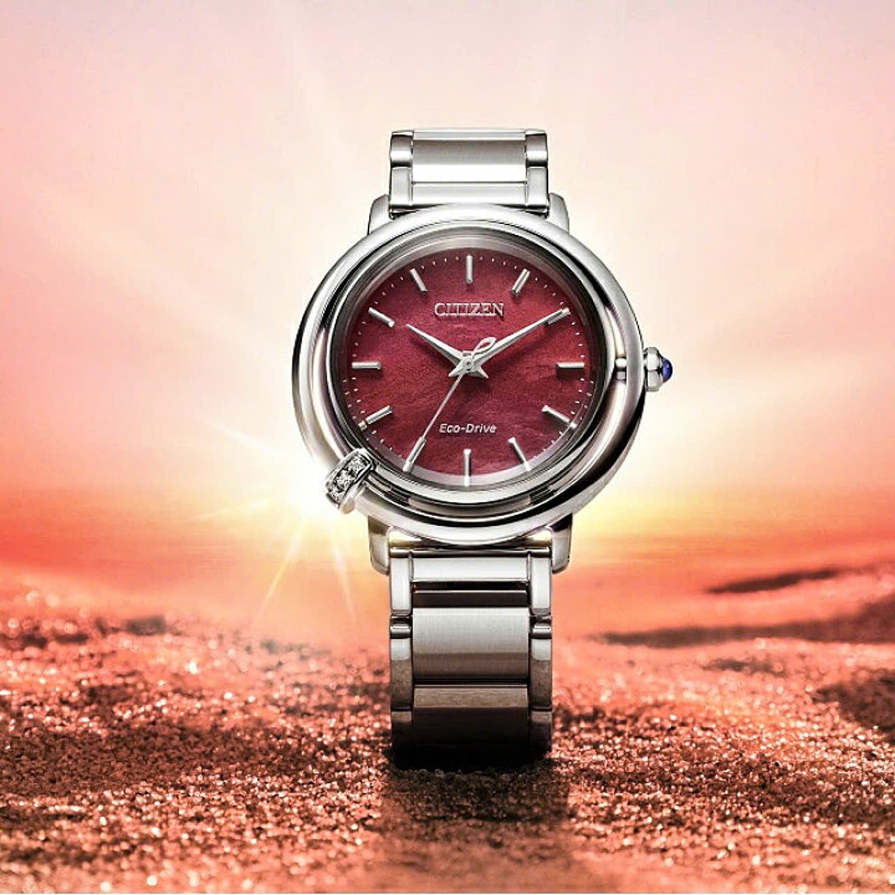 Đồng hồ Citizen Arcly Eco-Drive – Tuyệt phẩm đồng hồ Nhật Bản mặt khảm xà cừ đỏ đẳng cấp, tặng kèm dây da chính hãng