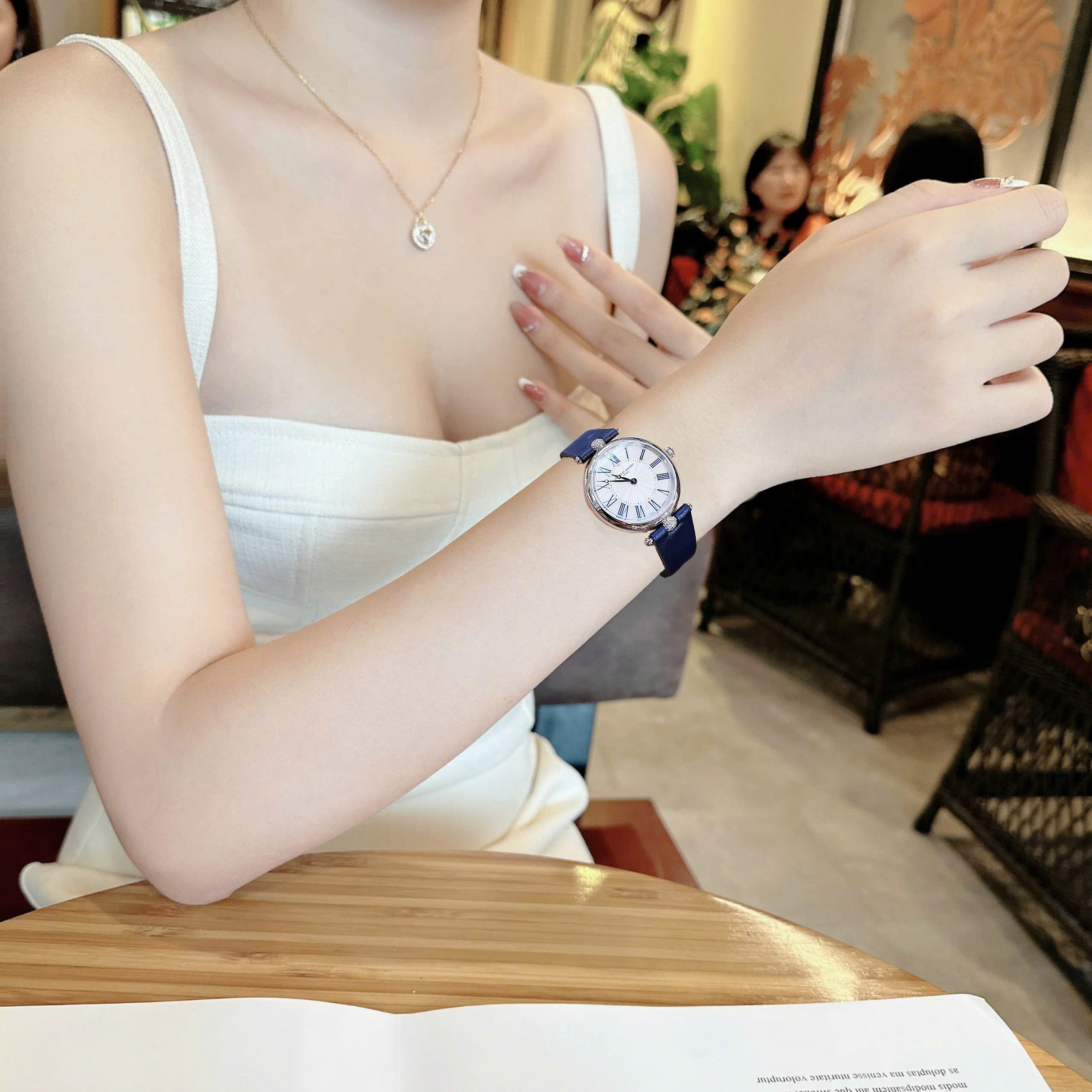 Đồng Hồ Nữ Frederique Constant Classics Art FC-200MPWN2AR2D6 Màu Xanh Trắng