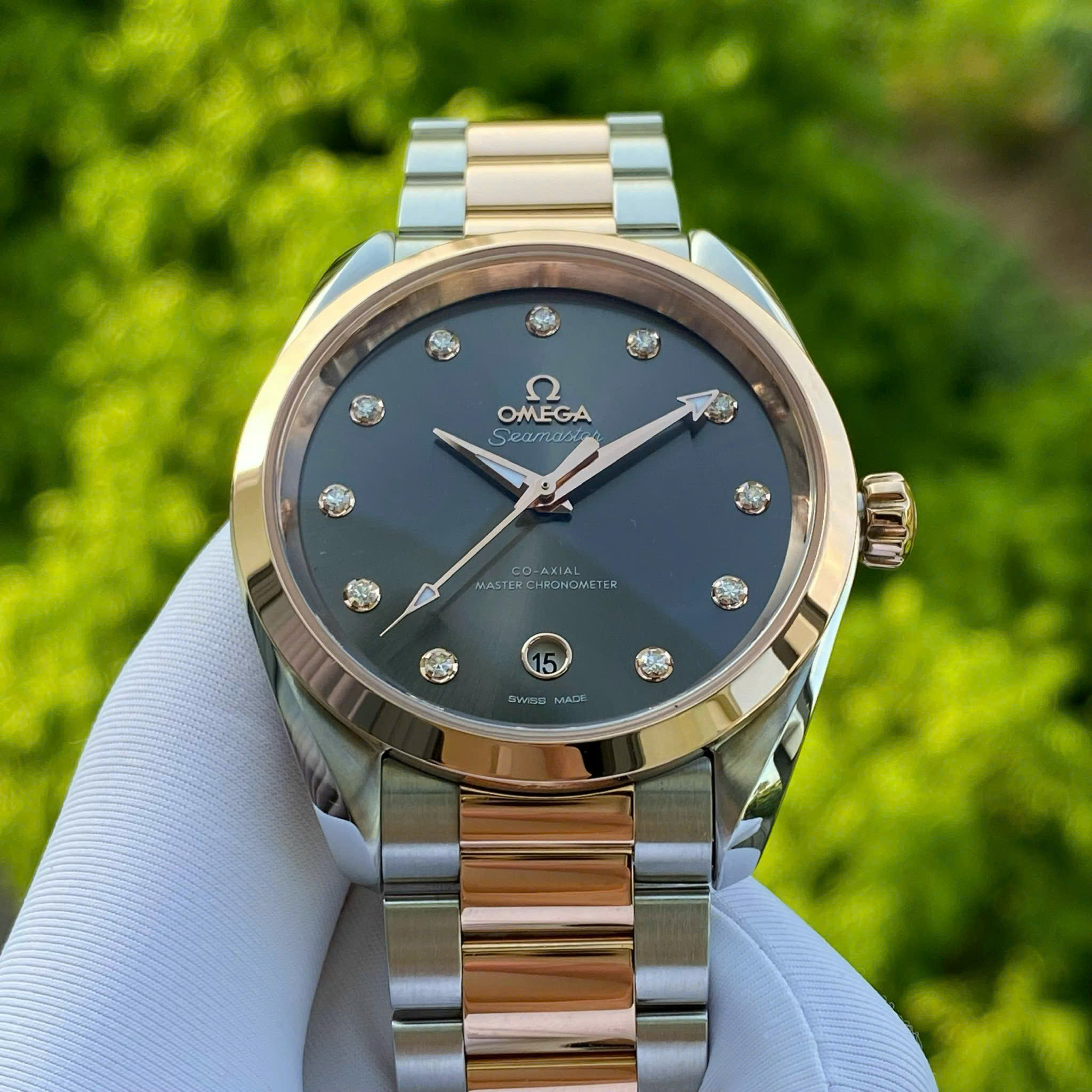 ĐỒNG HỒ OMEGA AQUA TERRA 150M – CO-AXIAL MASTER 38mm 220.20.38.20.56.001 – Sedna Gold 18K