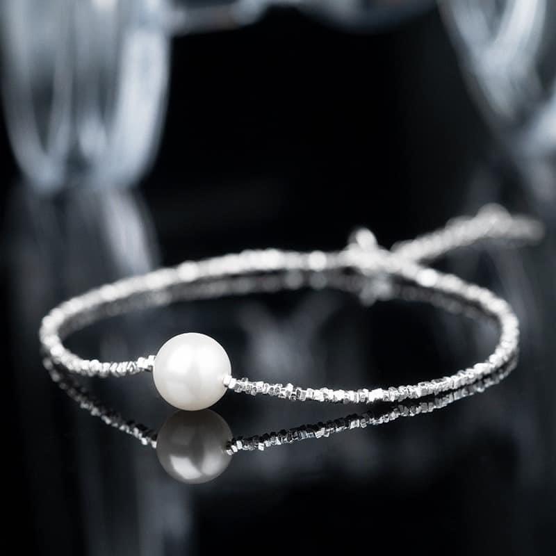 Chuỗi dây chuyền Ngọc Trai 252NT012, kèm khuyên tai chuôi bạc, nhẫn và hoa tai thời trang cao cấp