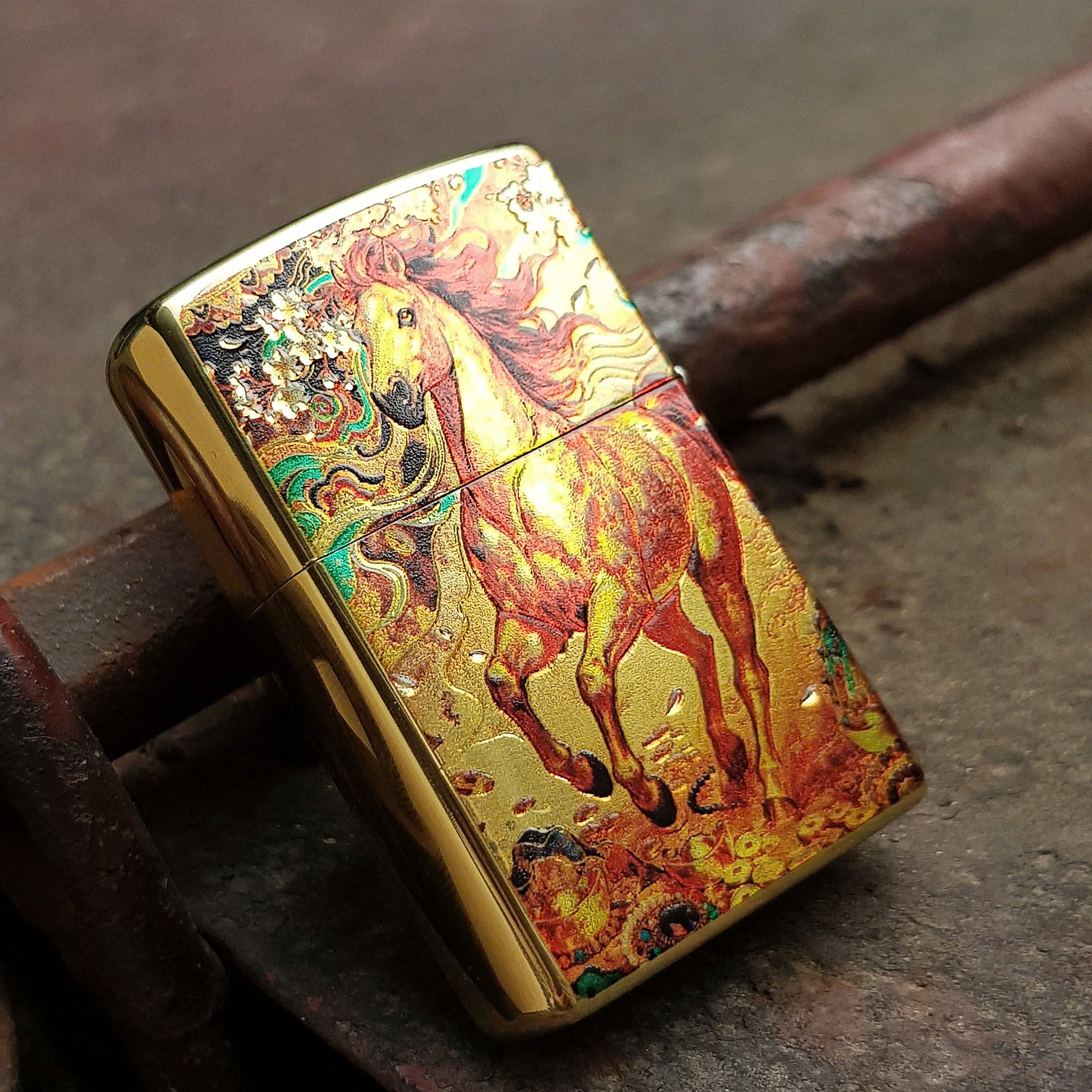 Bật lửa Zippo Mạ Vàng 18K Linh Vật Năm Bính Ngọ 2026 – Siêu Phẩm Phong Thủy Đẳng Cấp