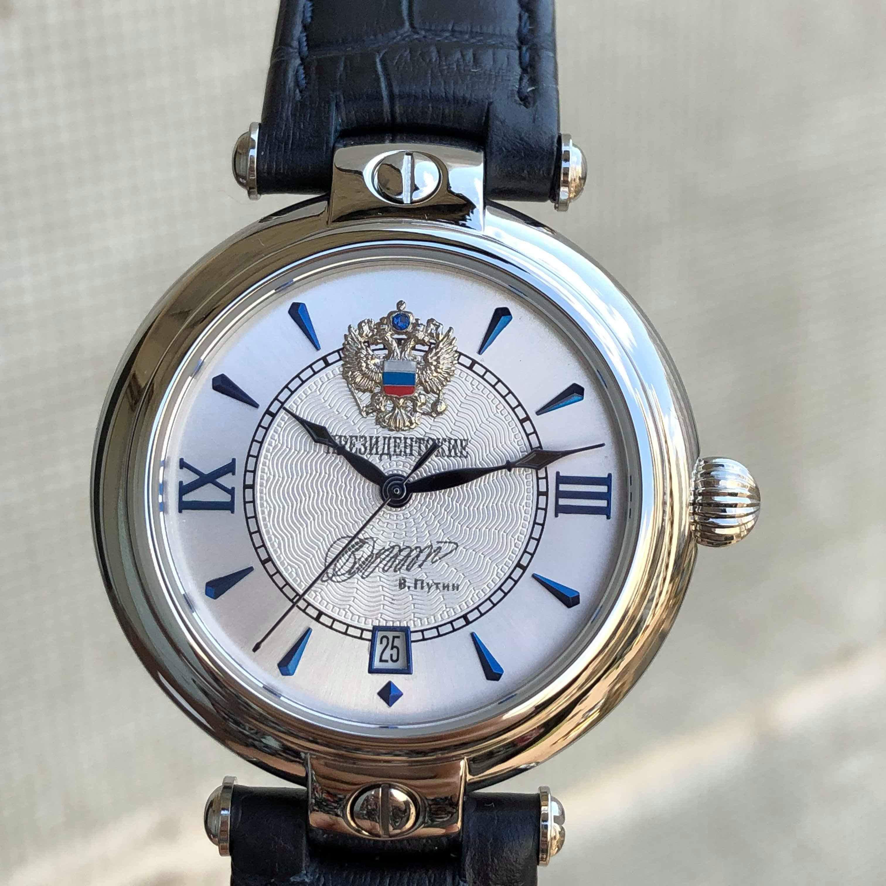 Đồng hồ chữ ký Tổng thống Nga vỏ thép không rỉ cao cấp kim xanh 25218