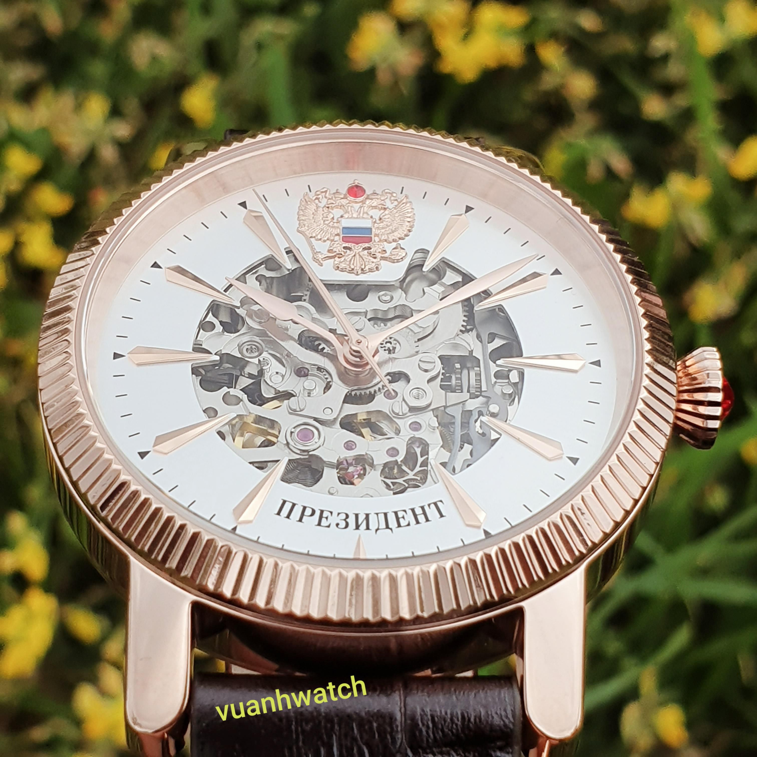 Đồng hồ tổng thống Nga skeleton vỏ mạ vàng cao cấp 25219