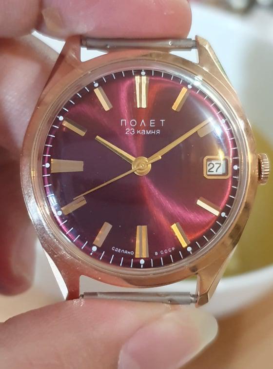 Đồng hồ cổ Poljot 23 chân kính automatic mặt huyết vàng đúc nguyên khối
