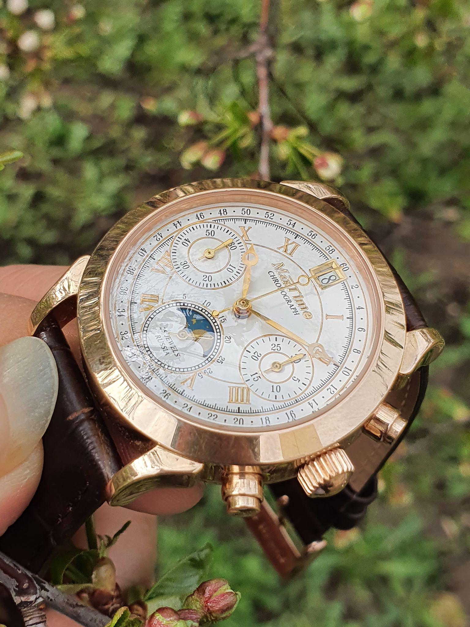 Đồng hồ cổ Maktime 585 vàng đúc nguyên khối máy 31679 DHC25200231679