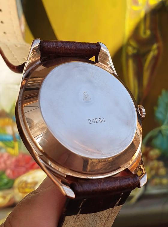 Đồng hồ cổ Poljot 23 jewels mặt đỏ huyết size 36 vàng đúc nguyên khối 583 14k sản xuất 197x
