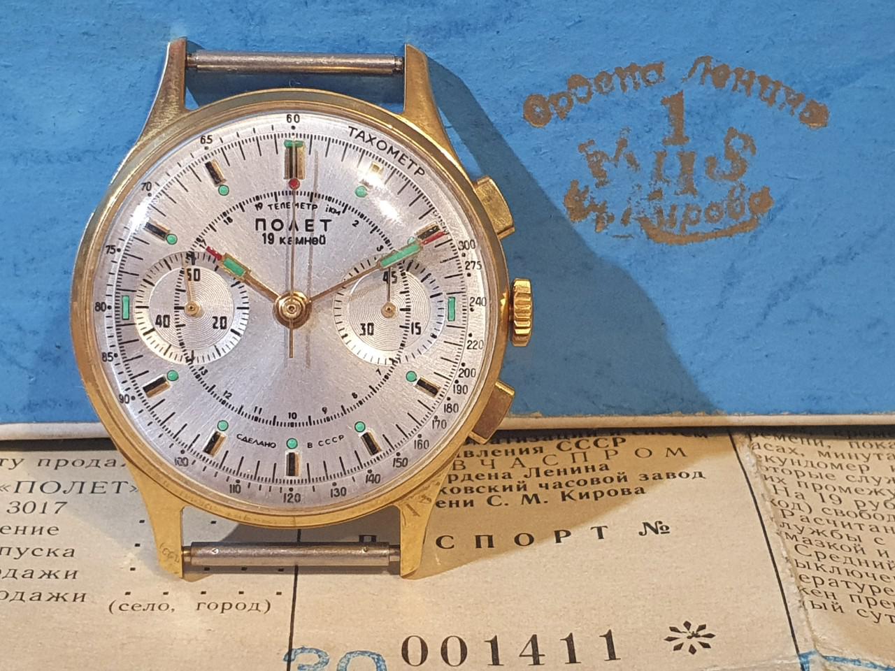 Đồng hồ cổ Liên xô Poljot 19 jewels máy bấm giờ đầu tiên