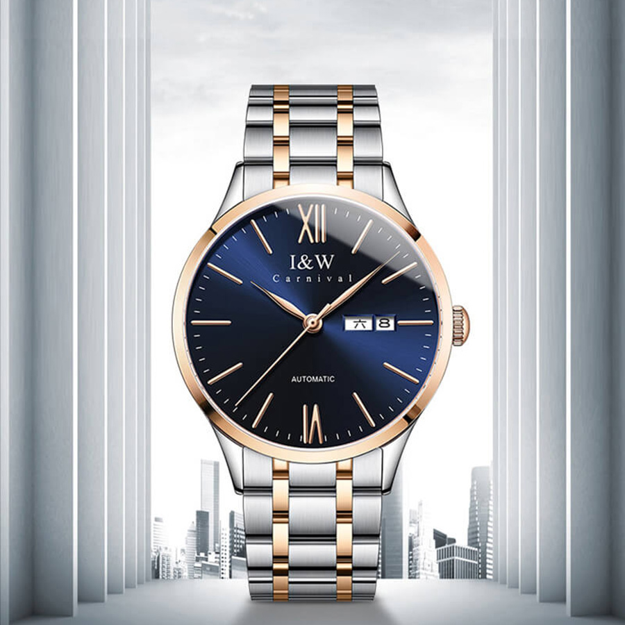 Đồng Hồ Nam I&W Carnival 529G9 Automatic Màu Xanh Bạc