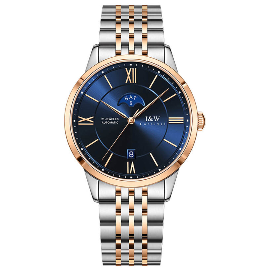 Đồng Hồ Nam I&W Carnival 528G8 Automatic Màu Xanh Bạc