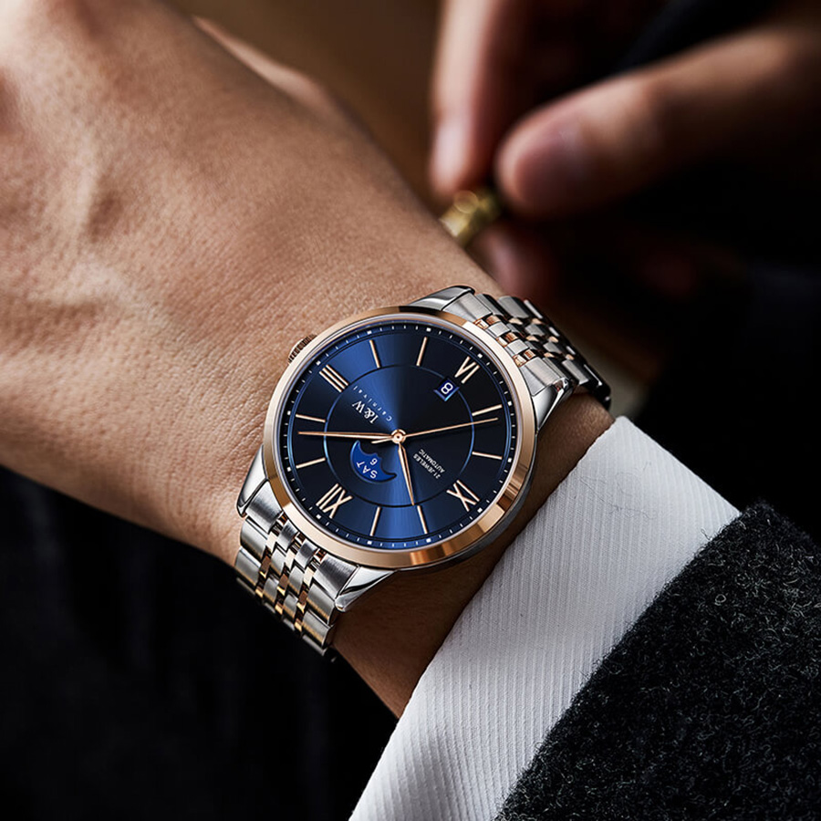 Đồng Hồ Nam I&W Carnival 528G8 Automatic Màu Xanh Bạc