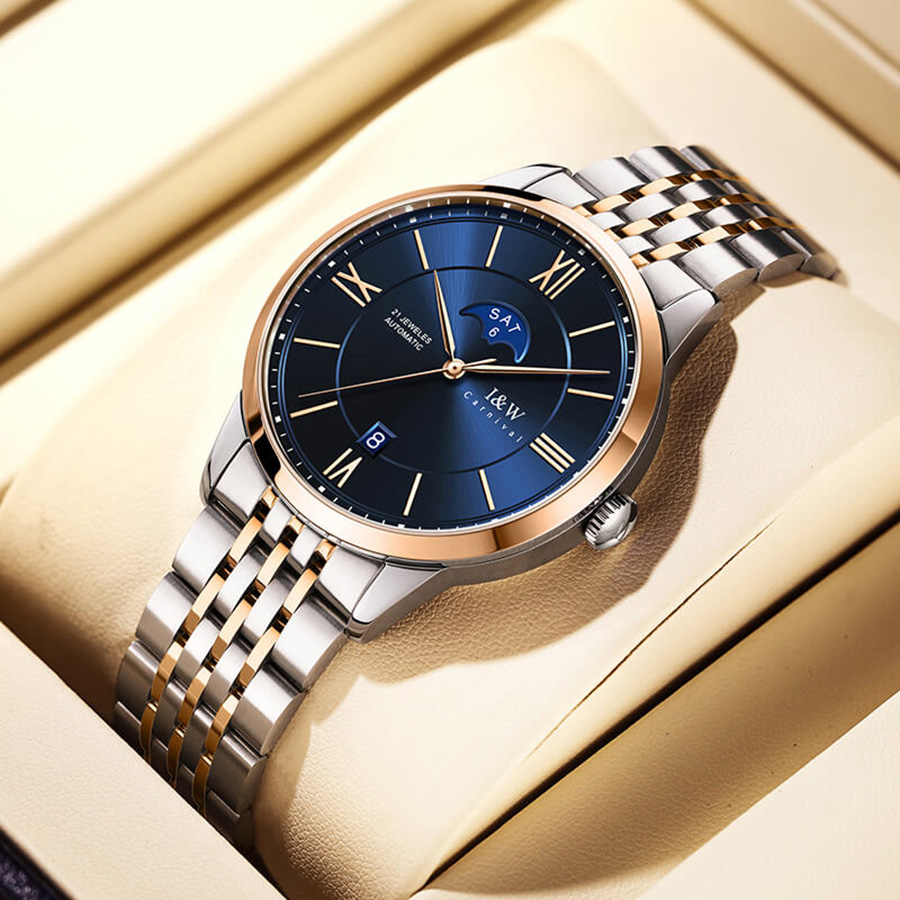 Đồng Hồ Nam I&W Carnival 528G8 Automatic Màu Xanh Bạc