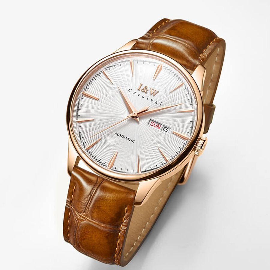 Đồng Hồ Nam I&W Carnival 519G1 Automatic Màu Nâu Vàng