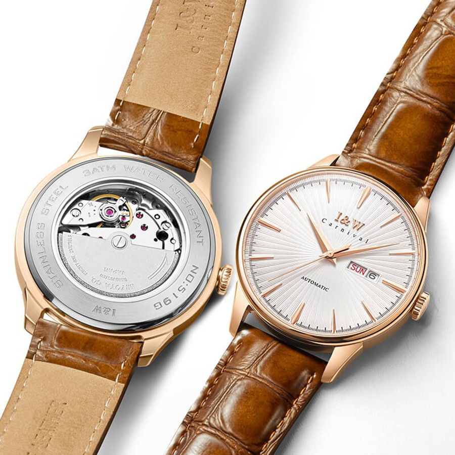 Đồng Hồ Nam I&W Carnival 519G1 Automatic Màu Nâu Vàng