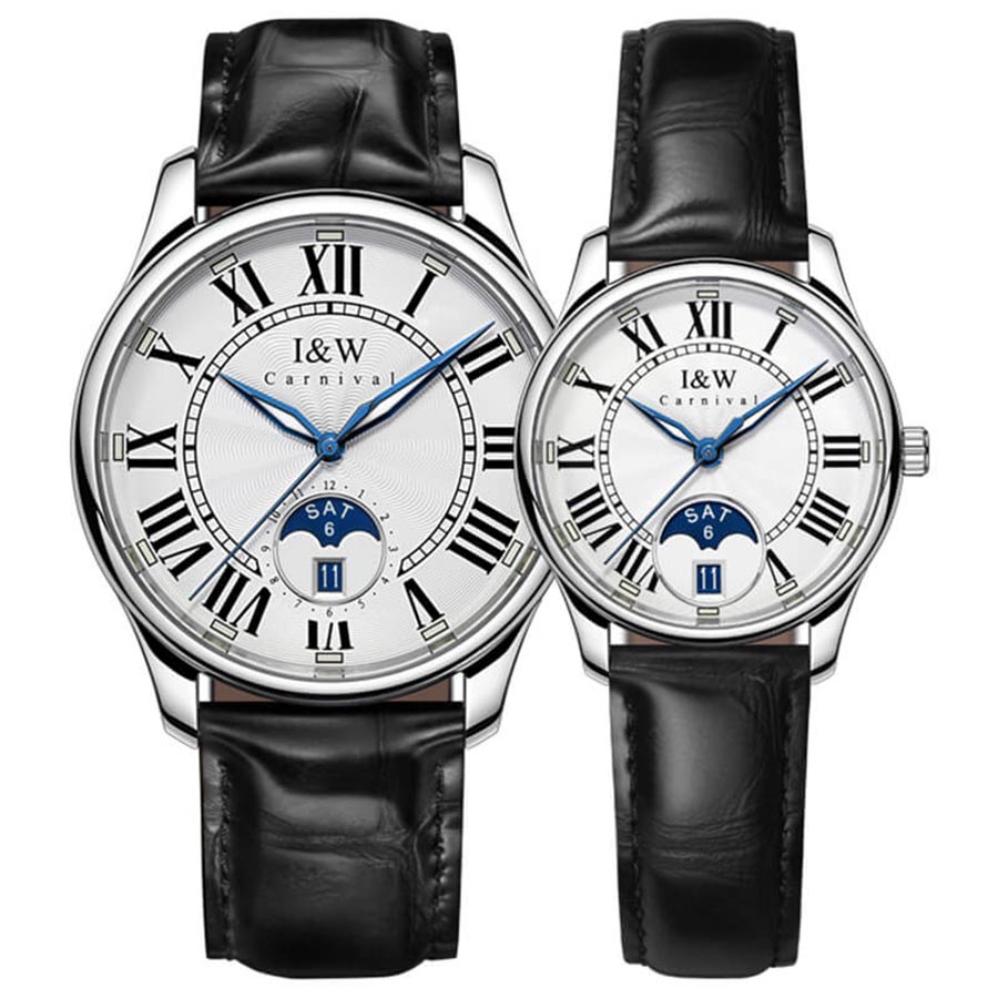 Đồng Hồ Đôi I&W Carnival 685D1 Automatic Màu Đen Trắng