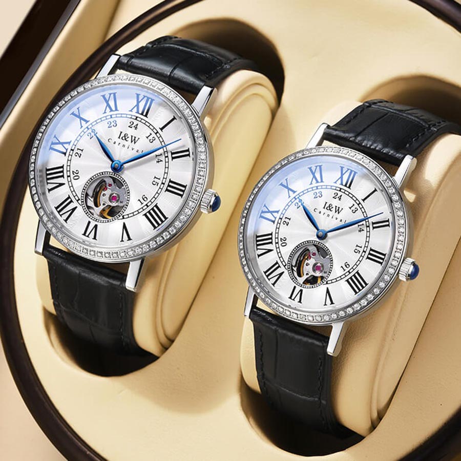 Đồng Hồ Đôi I&W Carnival 667D1 Automatic Màu Đen Trắng