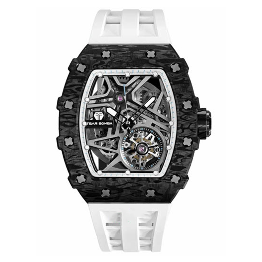Đồng Hồ Nam Tsar Bomba Carbon Fiber Waterproof TB8209CF-BW Màu Đen Trắng