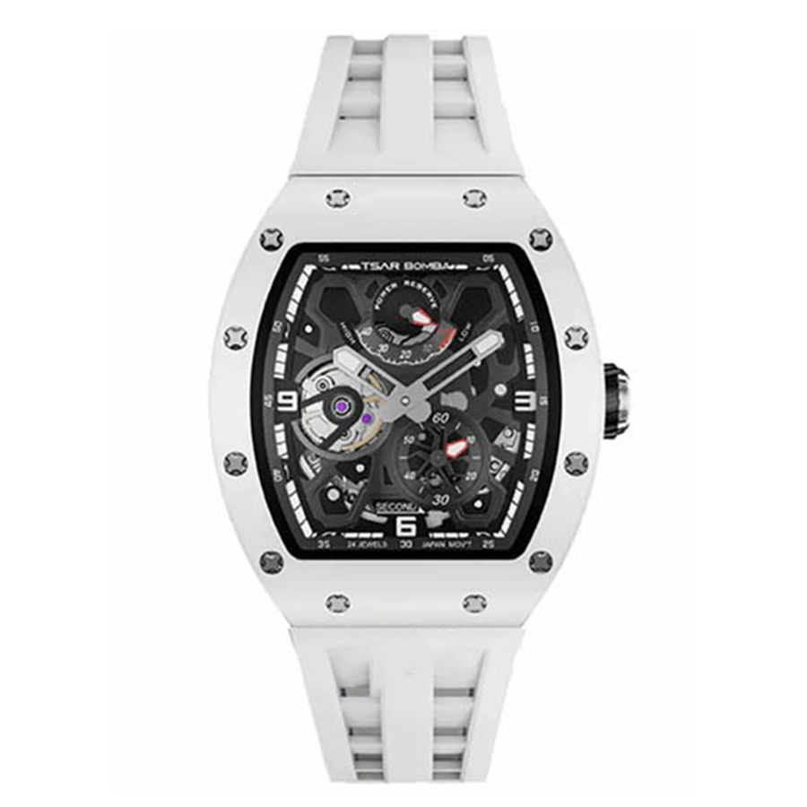 Đồng Hồ Nam Tsar Bomba Ceramic Kinetic Energy Display TB8212C-W Màu Đen Trắng