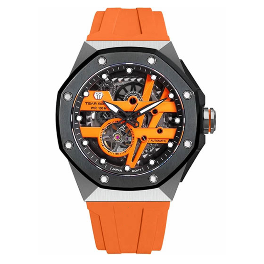 Đồng Hồ Nam Tsar Bomba Octagon Fkm Rubber Strap TB8803A-SO Màu Đen Cam