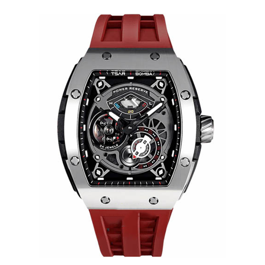Đồng Hồ Nam Tsar Bomba  Skeleton Waterproof TB8210A-SR Màu Đỏ