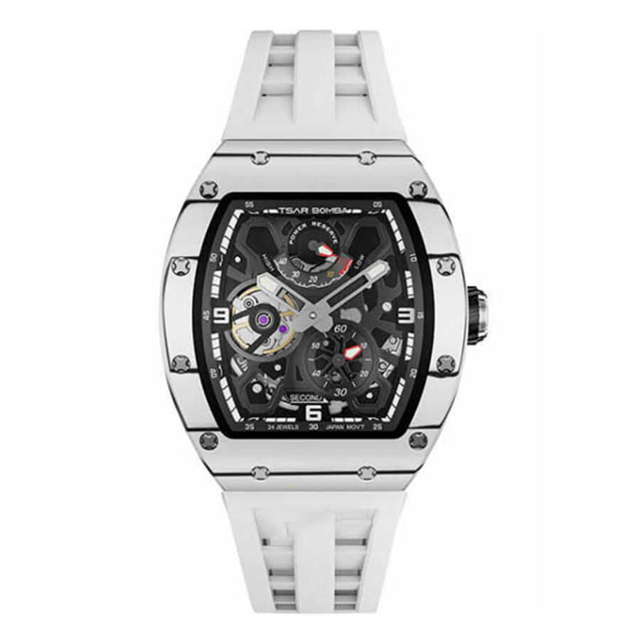 Đồng Hồ Nam Tsar Bomba Luminous Carbon Fiber TB8212CF-W Màu Đen Trắng