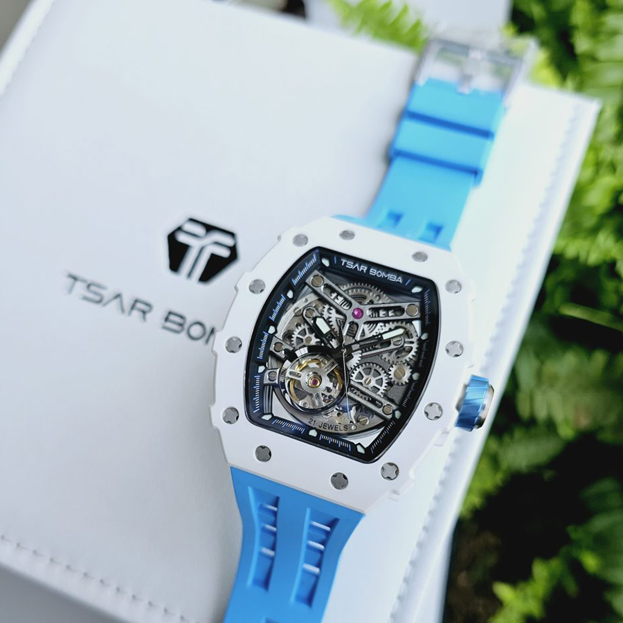 Đồng Hồ Nam Tsar Bomba Ceramic Bezel Waterproof TB8208C-WBLUE Màu Xanh Blue