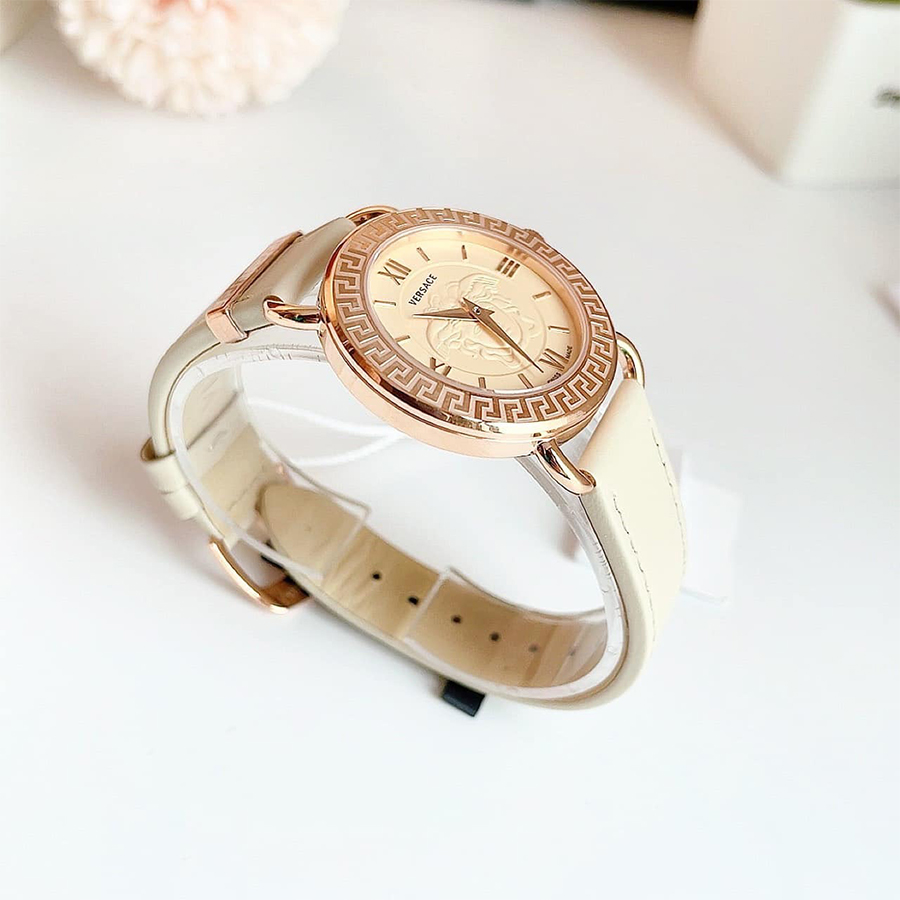 Đồng Hồ Nữ Versace Medusa Quartz Ivory Dial Ladies Watch VEPU01021 Màu Kem Vàng Hồng