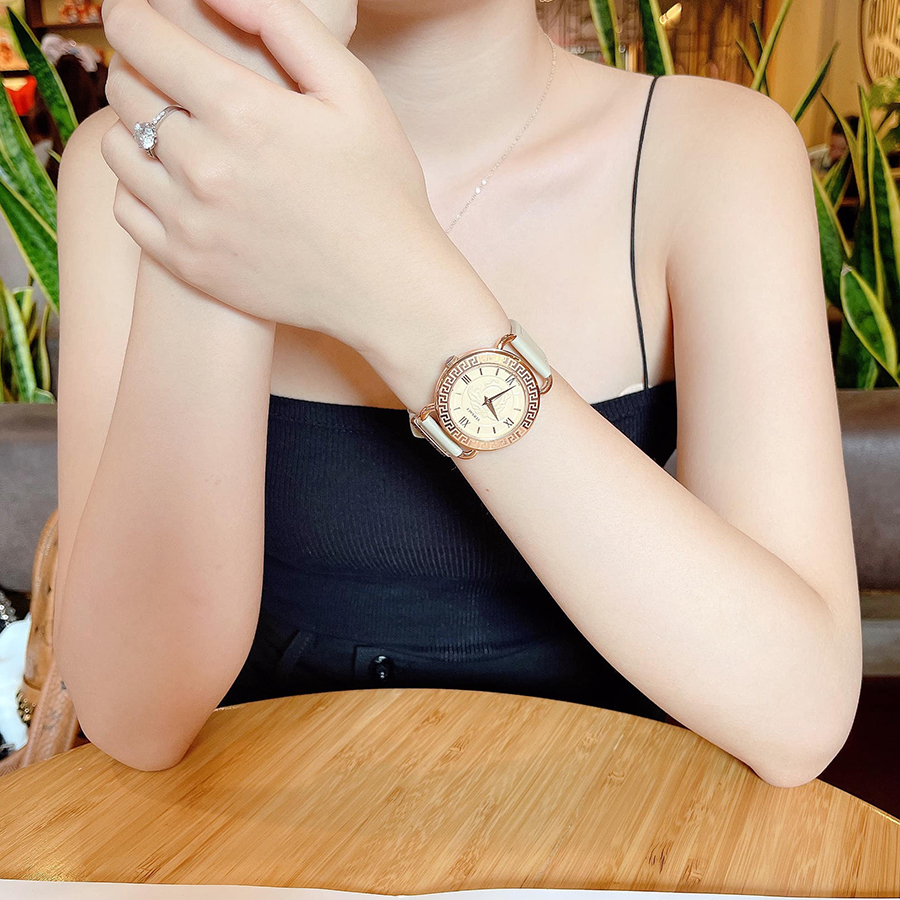 Đồng Hồ Nữ Versace Medusa Quartz Ivory Dial Ladies Watch VEPU01021 Màu Kem Vàng Hồng