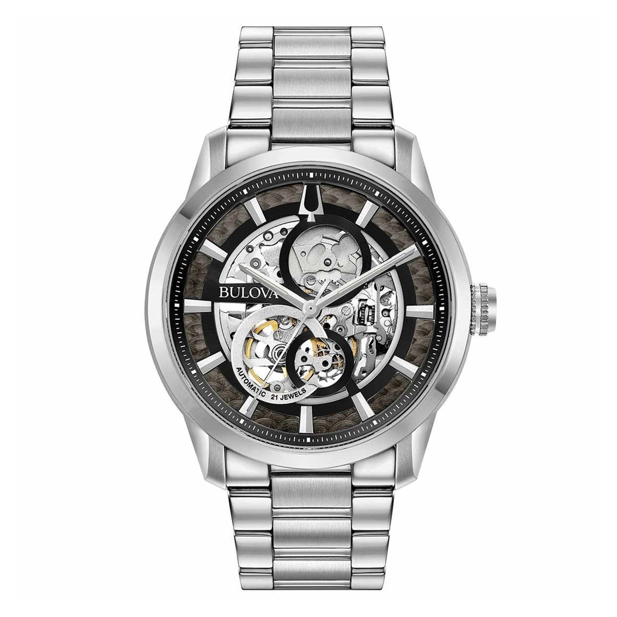 Đồng Hồ Nam Bulova Skeleton 96A208 Màu Bạc