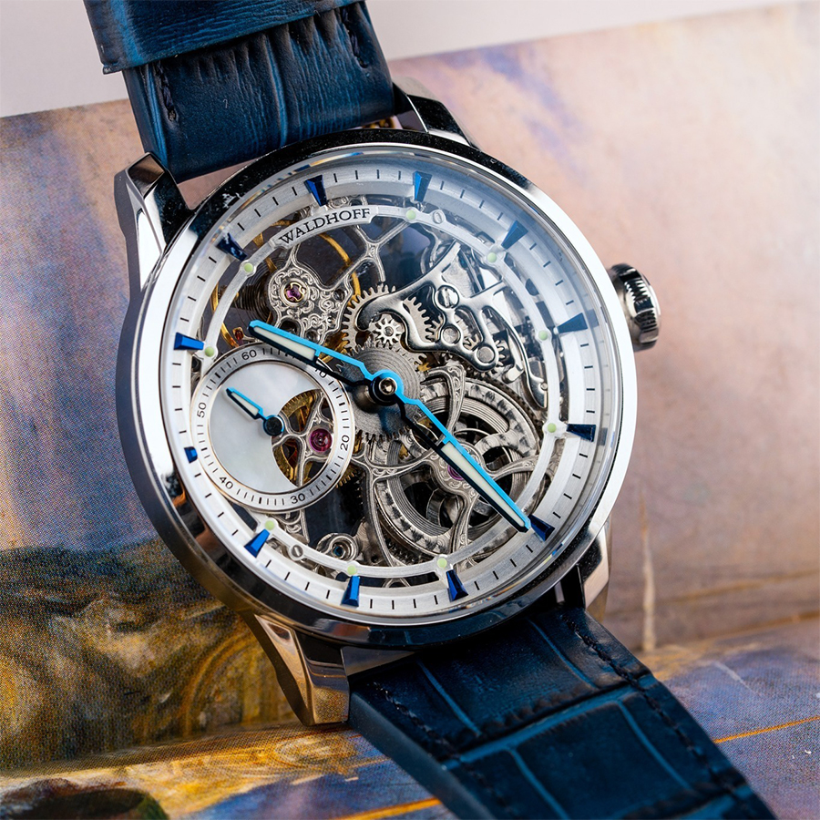 Đồng Hồ Nam Waldhoff Paragon Pearl Silver Blue 12AM-Blue