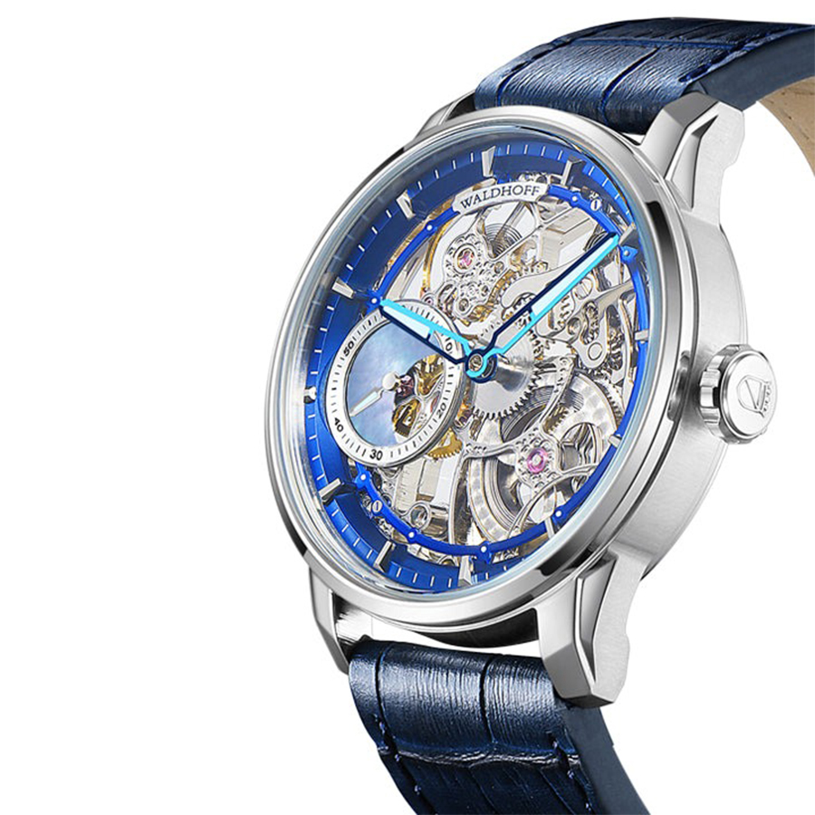Đồng Hồ Nam Waldhoff Paragon Pearl Royal Blue 12CM 43.5mm Màu Xanh Blue