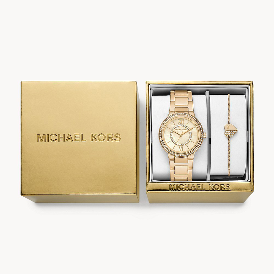 Đồng Hồ Nữ Michael Kors Gabbi Gold-Tone Watch And Bracelet Gift Set MK1031 Màu Vàng Gold