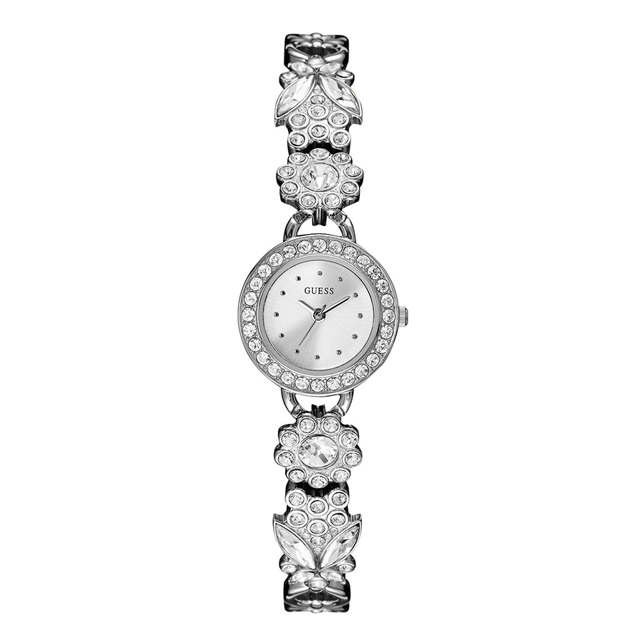 Đồng Hồ Nữ Guess Silver-Tone Jewelry Inspired Watch with Genuine Crystals & Self-Adjustable Bracelet U0527L1 Màu Bạc