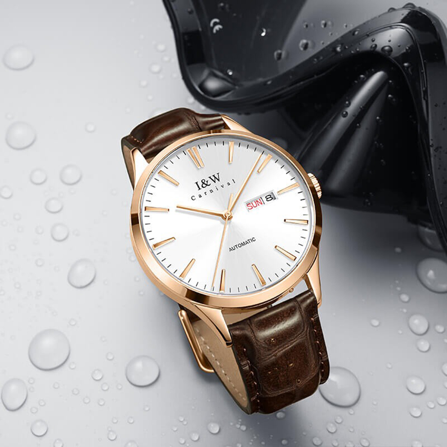 Đồng Hồ Nam I&W Carnival 509G1 Màu Nâu Trắng