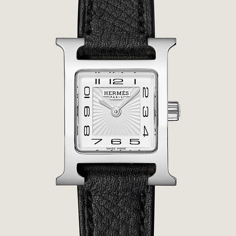 Đồng Hồ Nữ Hermès Heure H Watch Mini Model 21mm Màu Đen Bạc