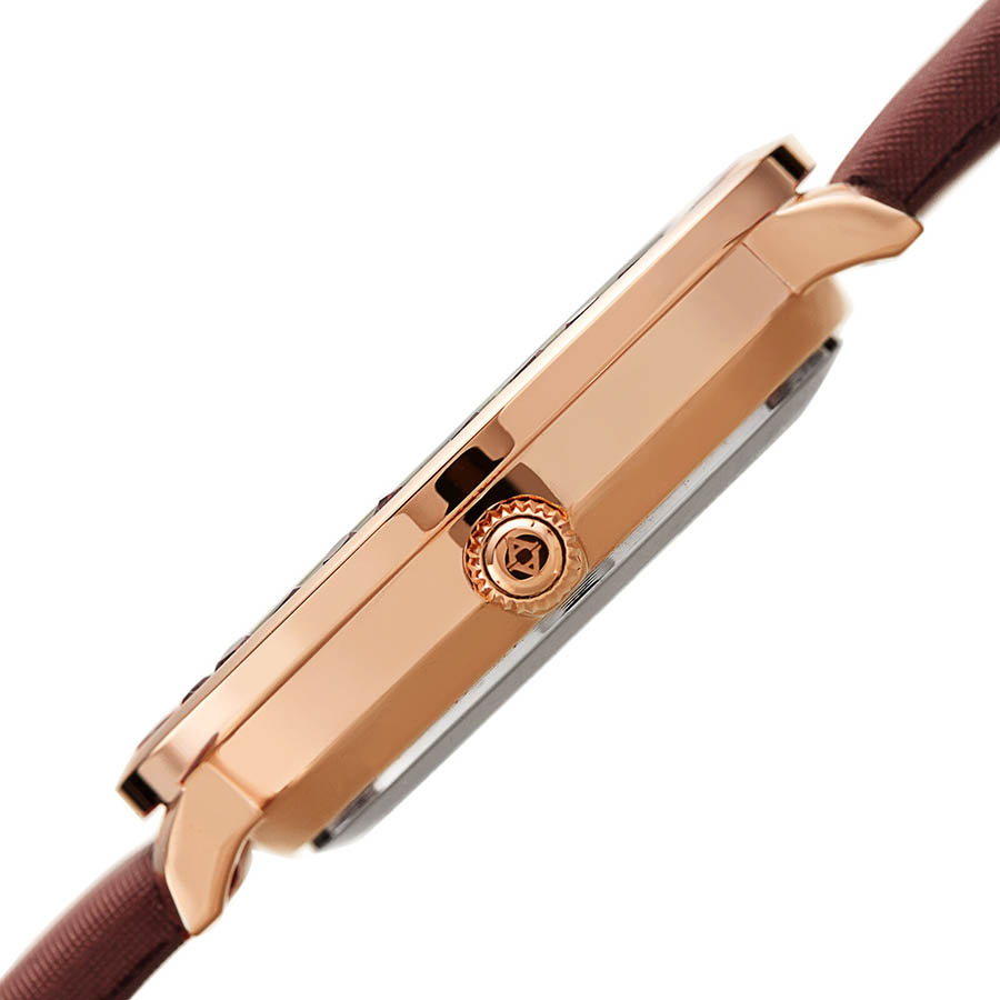 Đồng Hồ Nữ Akribos XXIV Women's AK1093 Quartz Swarovski Mother-Of-Pearl Satin Strap Watch Màu Nâu