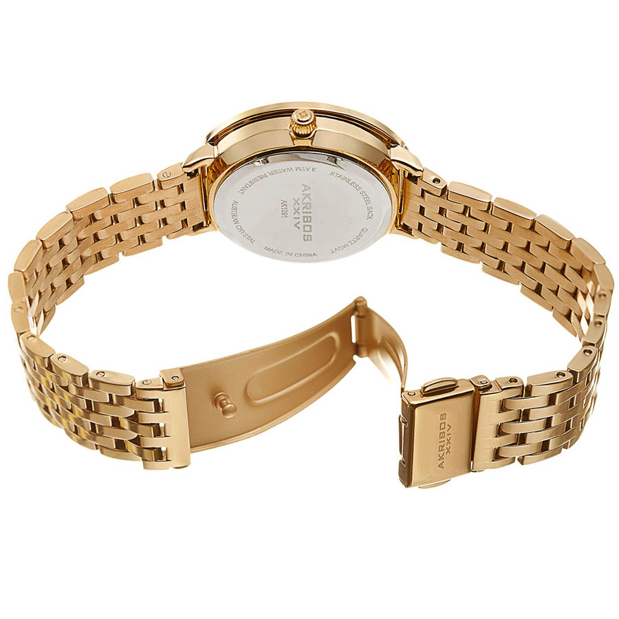 Đồng Hồ Nữ Akribos XXIV Women's AK1091 Quartz Rainbow Colored Swarovski Bracelet Watch Màu Vàng