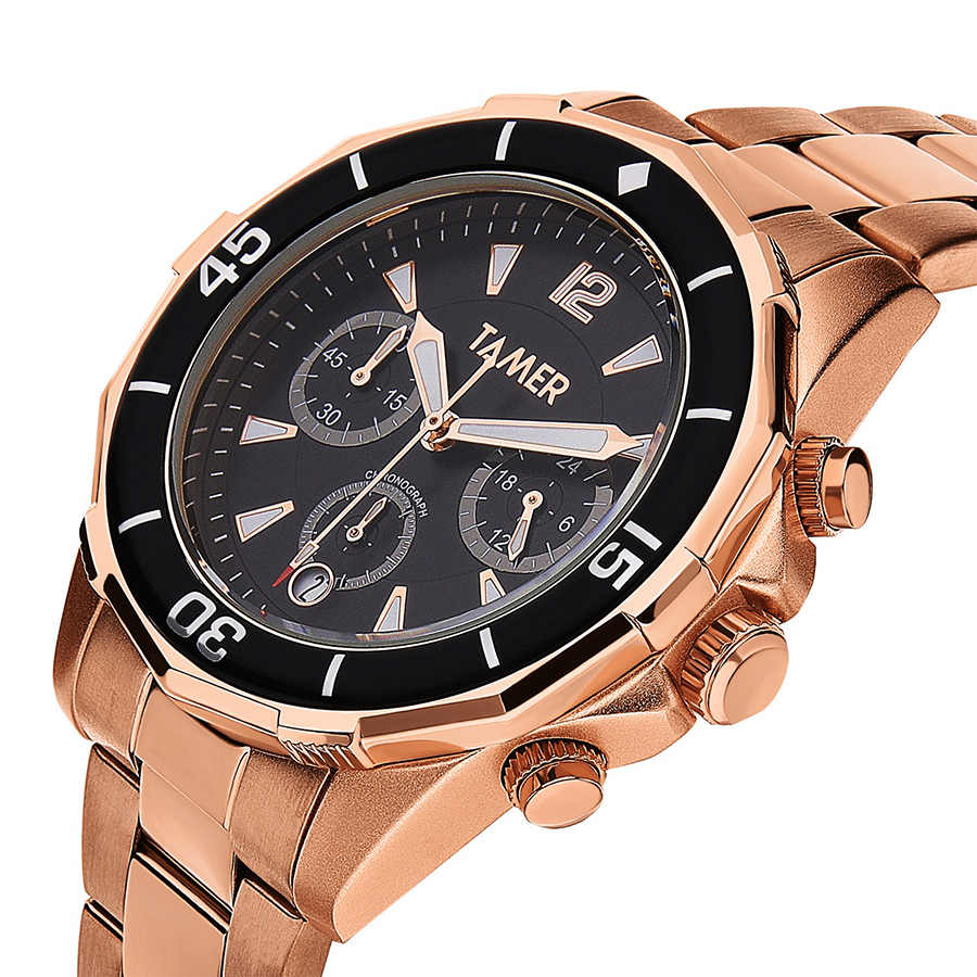 Đồng Hồ Nam Sunlight Men's Watch Cao Cấp 337001 Màu Đen Vàng Hồng