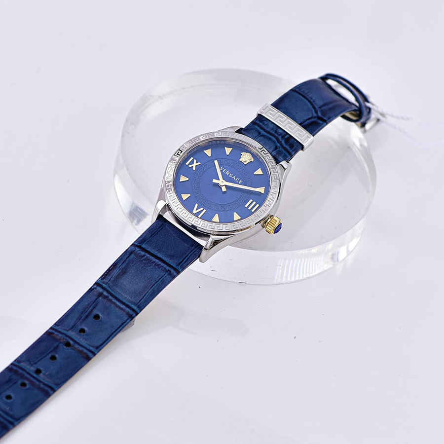 Đồng Hồ Nữ Versace Hellenyium Dây Da Màu Xanh Navy
