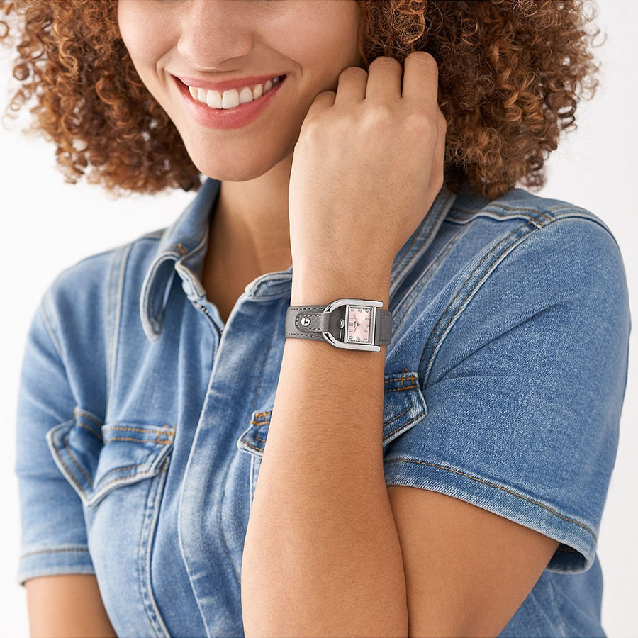 Đồng Hồ Nữ Fossil Corra ES5265 Harwell Three-Hand Light Gray Litehide Leather Màu Xám Hồng