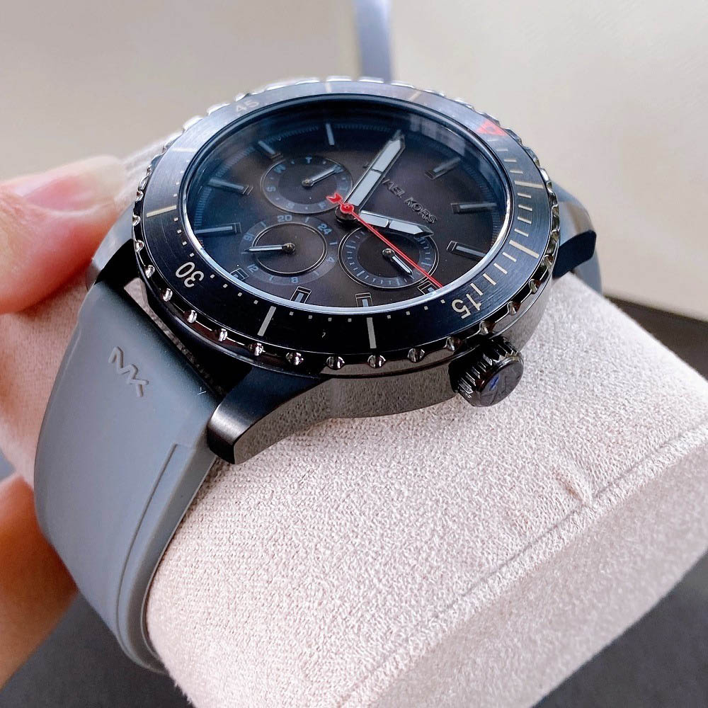 Đồng Hồ Nam Michael Kors Men’s Quartz Silicone Strap Grey Dial 44mm Watch MK7164 Màu Xám