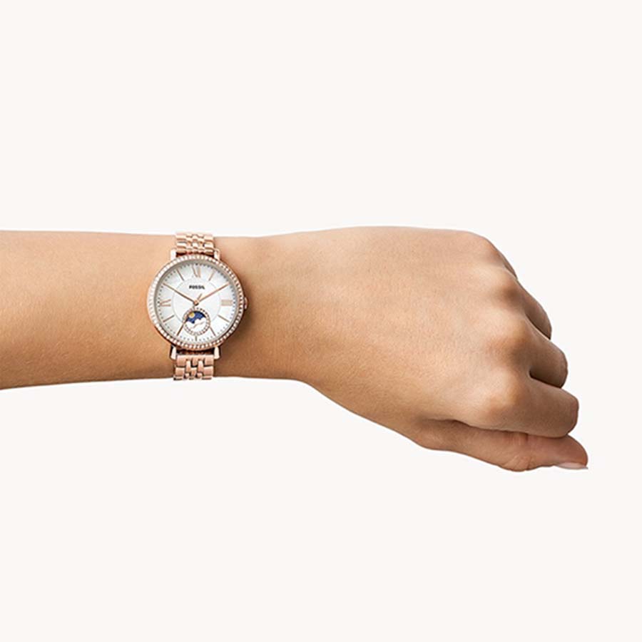 Đồng Hồ Nữ Fossil Jacqueline Sun Moon Multifunction Rose Gold Tone Stainless Steel Watch ES5165 Màu Trắng/ Vàng Hồng