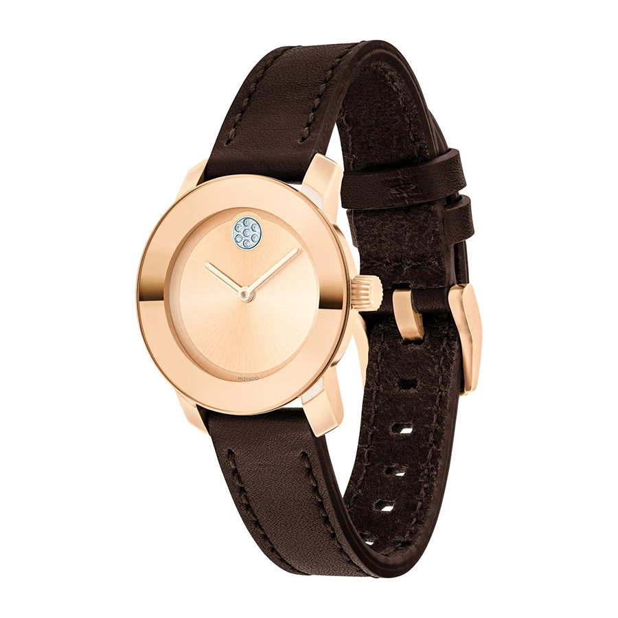 Đồng Hồ Nữ Movado Bold Sunray Dark Watch 3600438 Màu Đen Phối Vàng Hồng