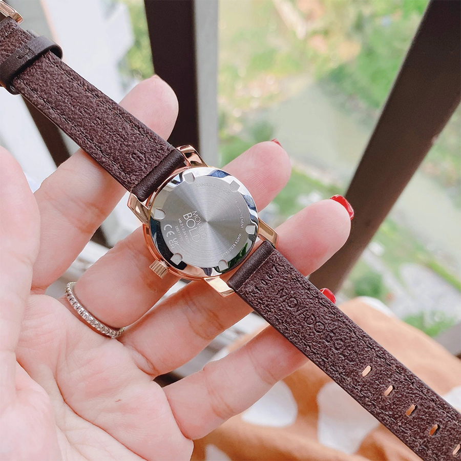 Đồng Hồ Nữ Movado Bold Sunray Dark Watch 3600438 Màu Đen Phối Vàng Hồng
