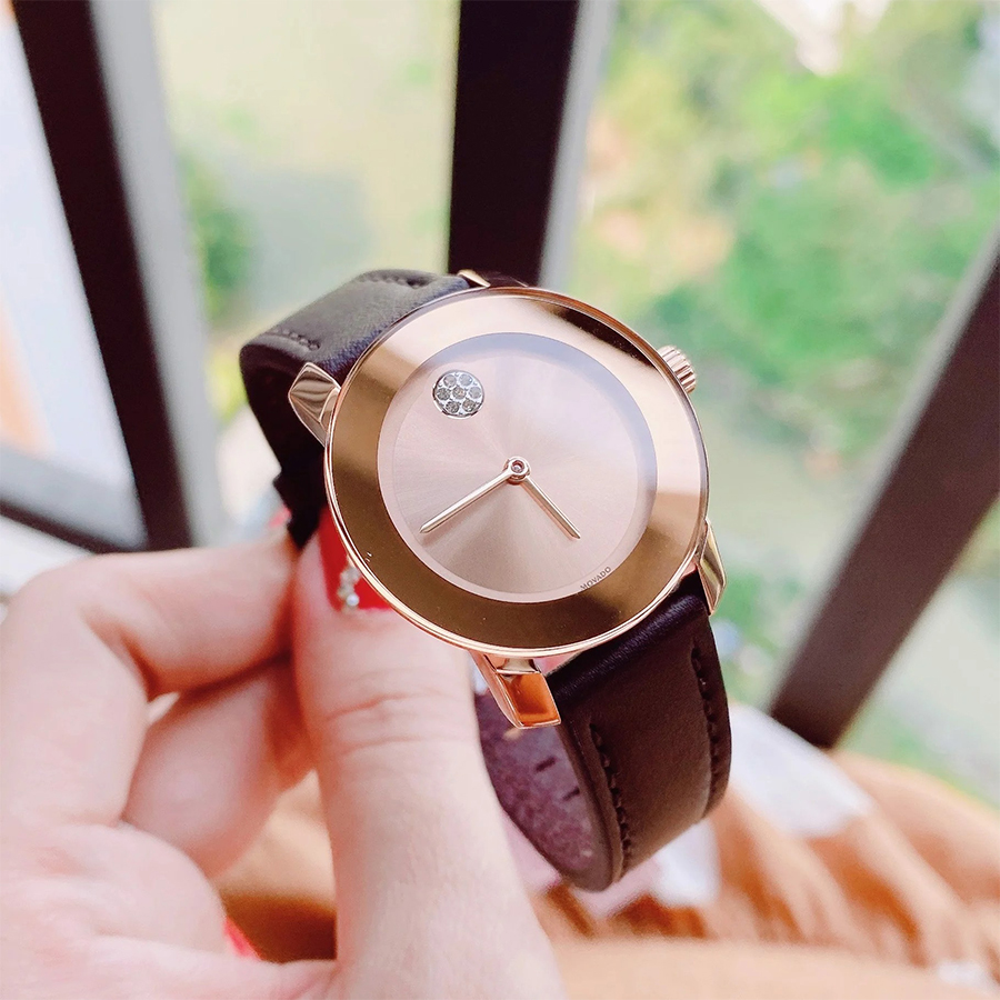 Đồng Hồ Nữ Movado Bold Sunray Dark Watch 3600438 Màu Đen Phối Vàng Hồng