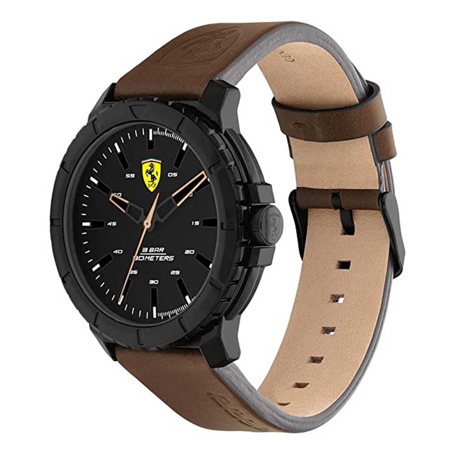 Đồng Hồ Nam Ferrari Scuderia Men's 0830902 Forza Evo 45mm Quartz Watch Màu Đen Nâu