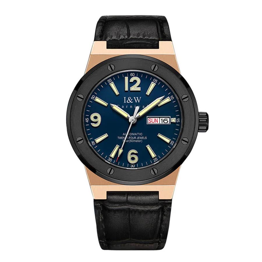 Đồng Hồ Nam I&W Carnival 589G2 Automatic Màu Đen/Vàng Hồng