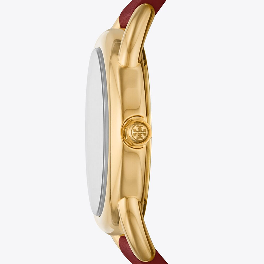 Đồng Hồ Nữ Tory Burch Ravello Watch, Leather/Gold-Tone TBW7211 Màu Đỏ Vàng