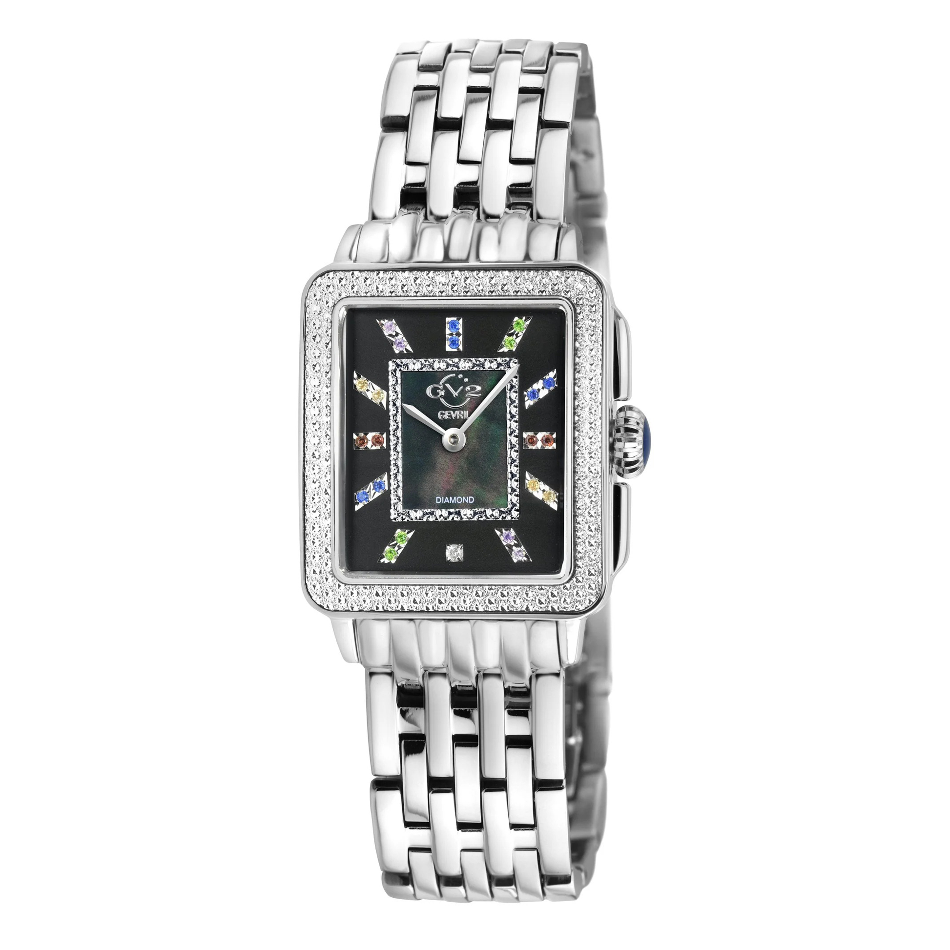 Đồng Hồ Nữ Gevril GV2 Women's Padova Gemstones Swiss Diamond Watch 12330B  Màu Bạc Đen